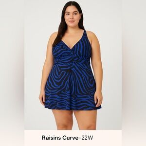 $134 NWT NEW Raisins Curve Women’s Swimsuit Swim Navy‎ Black 22W Lucia Swimsuit